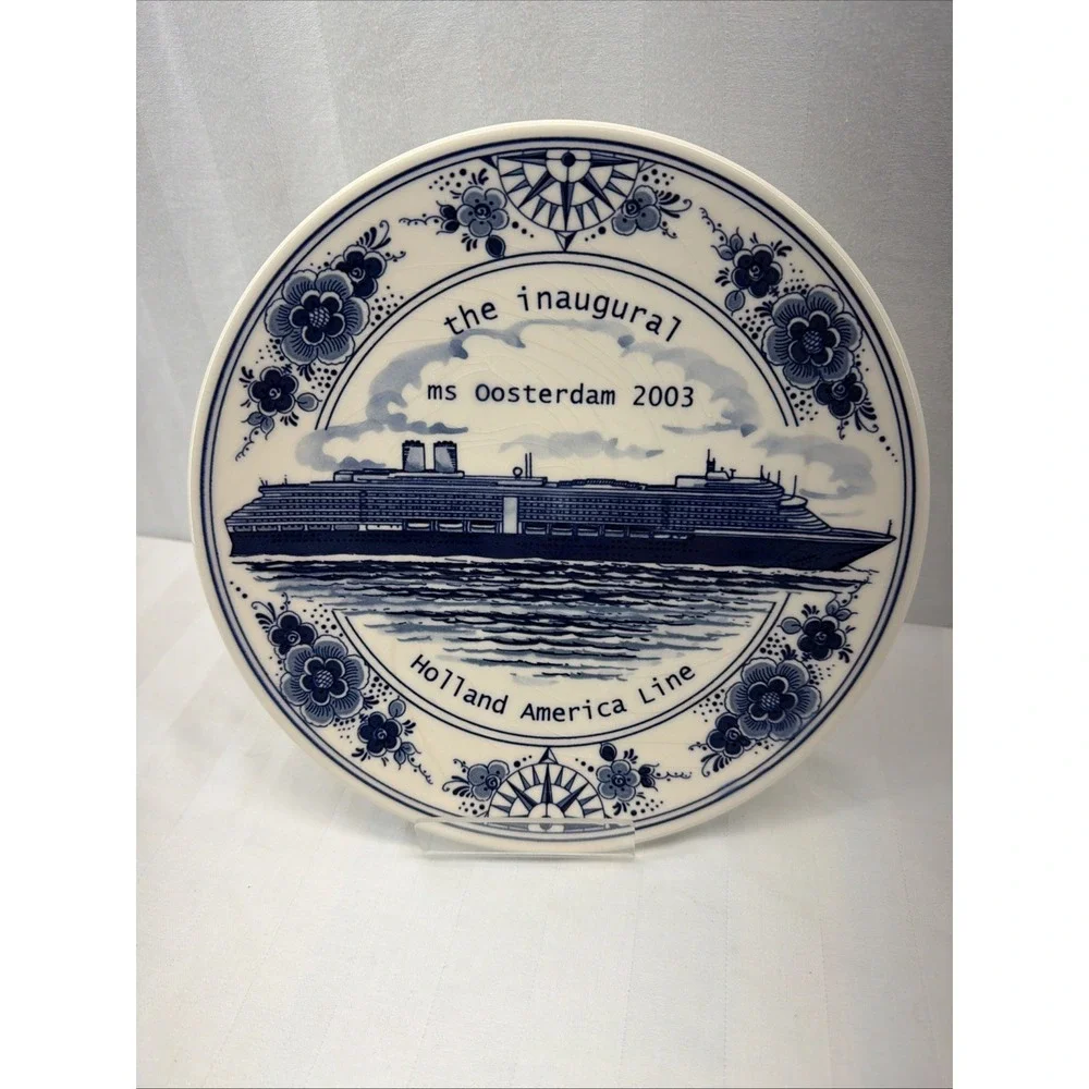 HOLLAND‎ AMERICA LINE THE INAUGURAL MS OOSTERDAM 2003 BLUE DELFT HOLLAND PLATE